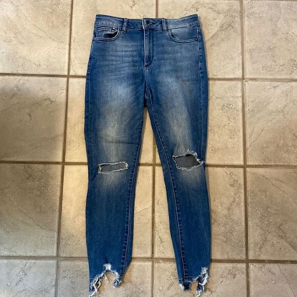 DL1961 28 Farrow Instaslim Ankle Skinny Denim Distressed Jeans - Picture 1 of 8